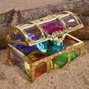 Hercugifts Diving Gem Pool Toy Colorful 6 Big Diamond Set with Treasure Pirate Box Summer Swimming Gem Diving Teaching Toy Sinking Gem Pool Toy