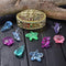 Hercugifts Diving Gem Pool Toy Colorful Ocean Marine Animal Diamonds Set with Treasure Pirate Box Summer Swimming Gem Diving Toys Set Dive Throw Toy Including Starfish Conch and Dolphin gem (Golden)
