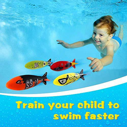 heytech 25 Pack Dive Pool Toys Blaster Torpedo Dive Rings and Diving Toys Pool Dive Toy Set Gift 4 Water Blasters