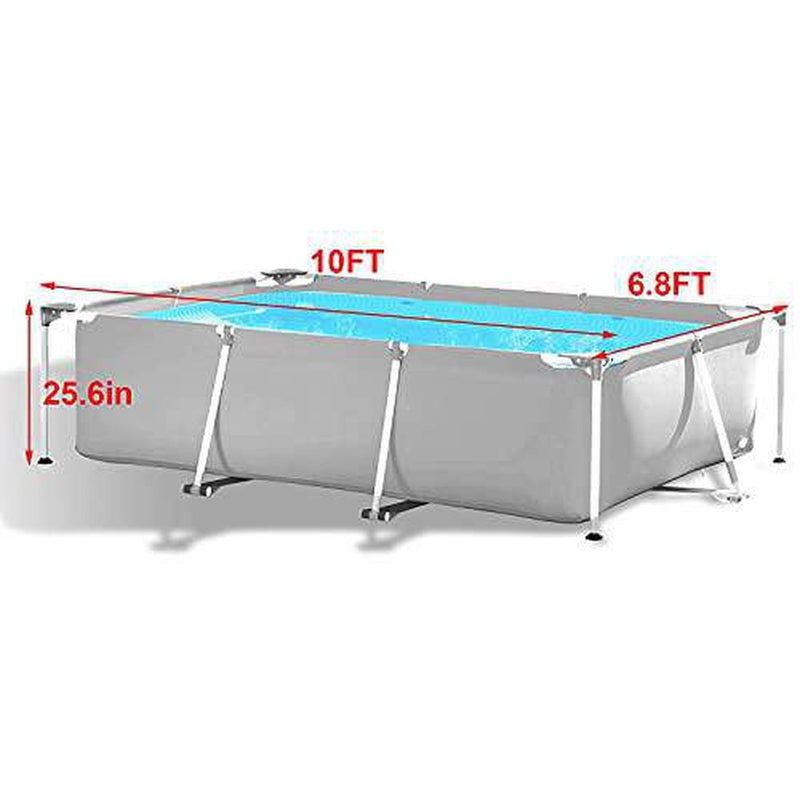 hmercy Above Ground Swimming Pool - 10ft X 6.8ft Outdoor Rectangular Metal Frame Pool for Kids and Adults, Family Swimming Pools Above Ground for Backyard Garden Patio