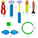 Hobbylane Pool Toys, Diving Glasses Diving Rings Pool Torpedoes Underwater Treasures Water Blasters Seaweeds Squids, 22 PCS Variety Pool Swimming Toys Gift Set for Kids for Summer Game Toys
