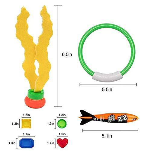 Hpweuoz Swimming Pool Diving Toys for Kids - Summer Fun Pool Sinking Toys Set,Underwater Variety Diving Training Gifts with Pool Torpedo,Diving Gems,Sharks,Swim Rings for Kids Pool Games 22 Pieces
