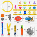 Icnice 47pcs Diving Toys,Summer Underwater Pool Games Diving Swimming Training for Children Fish Rings Sticks Torpedo Grass Floats Gems Treasures