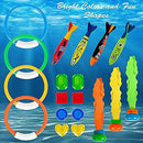 ILBB 19 Pcs Diving Toy Set, Diving Rings + Torpedoes + Seaweeds + Pirate Treasures Toy Kit for Kids