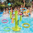 Inflatable Cactus Pool Ring Toss Games Toys Set, Outdoor Summer Swimming Pool Ring Throwing Water Toys, Interesting Interactive Pool Floating Games Toys for Indoor Outdoor Party Bar Supplies