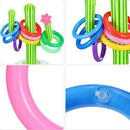Inflatable Cactus Ring Toss Toy, Pool Floating Cactus Ring Toss Game Set, 5pcs Color Inflatable Rings Set with Base for Summer Outdoor Fiesta Party Pool Game