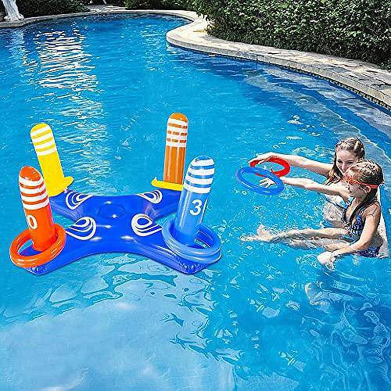 Inflatable Pool Cross Ring Toss Water Toys, Outdoor Summer Swimming Pool Ring Toss Games Toys, Multiplayer Interactive Pool Cross-Ring Throw Floating Games Toys for Kids Adults Water Party Supplies