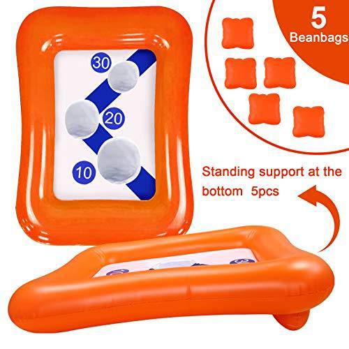 Inflatable Pool Float Ring Toss Games Toys Swimming Pool Floating Bean Bag Toss Games for Kids Adults Family, Summer Pool Toys Multiplayer Water Fun Outdoor Games Beach Party Toys-36 inch