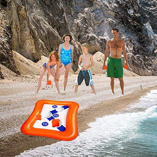 Inflatable Pool Float Ring Toss Games Toys Swimming Pool Floating Bean Bag Toss Games for Kids Adults Family, Summer Pool Toys Multiplayer Water Fun Outdoor Games Beach Party Toys-36 inch