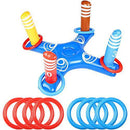 Inflatable Pool Ring Toss Game Floating Swimming Pool Ring with 8 Pieces Circle Inflatable Rings Water Floating Throwing Ring Play for Multiplayer Summer Beach Pool Family Indoor Outdoor Game