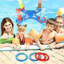 Inflatable Pool Ring Toss Game Floating Swimming Pool Ring with 8 Pieces Circle Inflatable Rings Water Floating Throwing Ring Play for Multiplayer Summer Beach Pool Family Indoor Outdoor Game