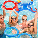 Inflatable Pool Ring Toss Game Floating Swimming Pool Ring with 8 Pieces Circle Inflatable Rings Water Floating Throwing Ring Play for Multiplayer Summer Beach Pool Family Indoor Outdoor Game