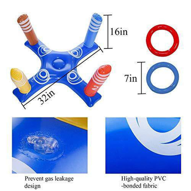 Inflatable Pool Ring Toss Game Toys，Floating Swimming Pool Ring Toss Game Toys with 8pcs Ring,Multiplayer Water Pool Game Kid Adult Pool Game Toys,Water Fun Beach Float Pool Party Play Game Toys