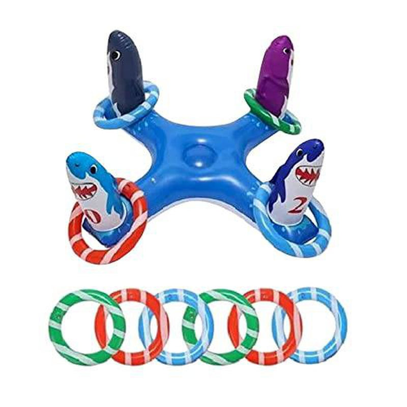 Inflatable Pool Ring Toss Games Shark Toys,Swimming Game Toy for Kid Adult Family,Multiplayer Summer Pool Floating Games Toys & Water Fun Outdoor Play Party Favors (Mulitcolor, 1pc)