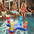 Inflatable Pool Ring Toss Games Toys,Fun Swimming Pool Games for Adults and Family, Multiplayer Summer Pool Floating Games Toys & Water Fun Outdoor Play Party Favors