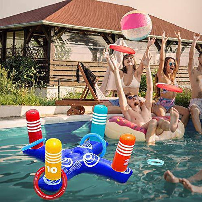 Inflatable Pool Toys Floating Swimming Pool Ring for Kids Pool Party Games Summer Swim Pool Party Water Carnival Outdoor Beach Floating Game Toys