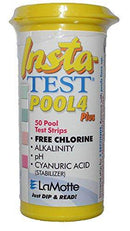 Insta-TEST POOL4 Plus Pool Spa Test Strips, Free Chlorine, Alkalinity, Cyanuric Acid (stabilizer) and pH – 3032, 4-way kit includes 50 tests