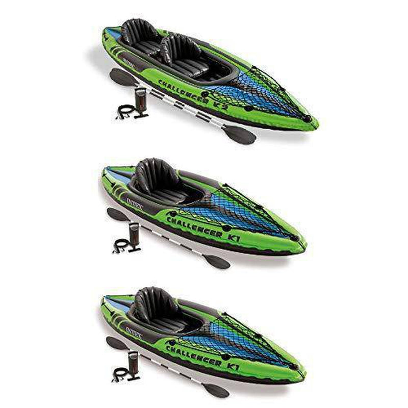 Intex 1-Person Inflatable Kayak (2 Pack) w/ 2-Person Inflatable Kayak w/ pump