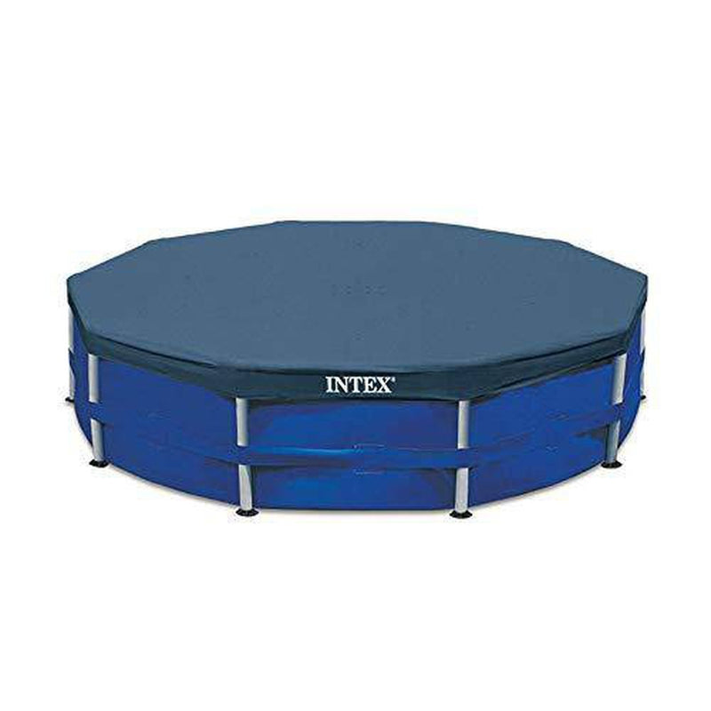 Intex 10ft Round Easy Set Outdoor Backyard Swimming Pool Cover, Blue (2 Pack)