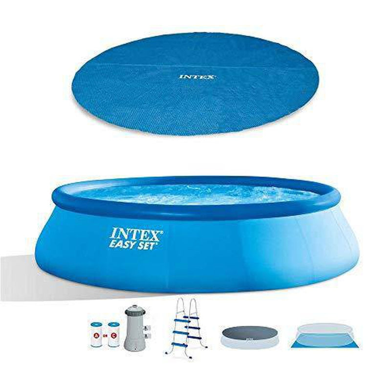 Intex 15' x 42" Inflatable Swimming Pool w/ pool set and Intex 15-Ft Pool Cover