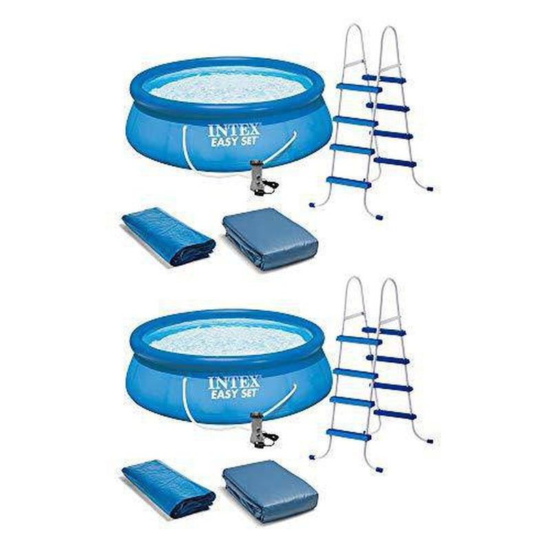 Intex 15' x 48" Inflatable Above Ground Swimming Pool, Ladder And Pump (2 Pack)