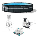 Intex 18Ft x 52In Ultra XTR Frame Round Above Ground Swimming Pool Set & Pump Bundle w/ Intex 700 Gal Per Hour Pool Cleaner Robot Vacuum & 21 Ft Hose