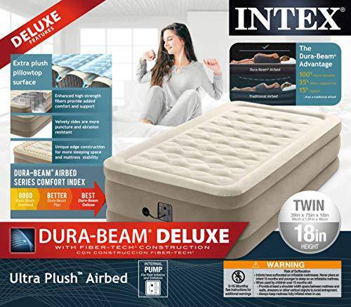 INTEX 18in Twin Dura-Beam Ultra Plush Airbed with Internal Pump