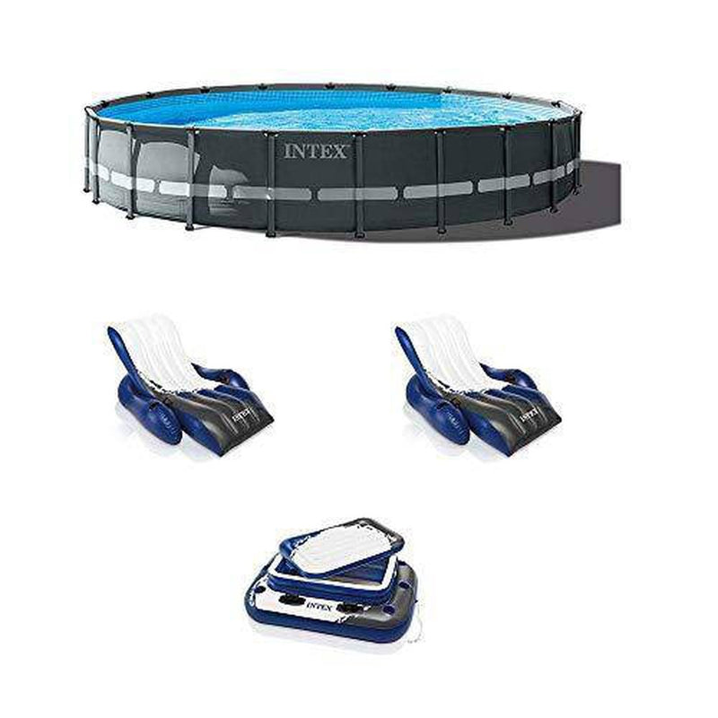 Intex 20ft x 48in Ultra XTR Round Pool, Pump, Ladder, Lounger (2 Pack), & Cooler