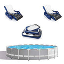 Intex 20ft x 52in Outdoor Prism Frame Above Ground Swimming Pool Set with Cartridge Filter Pump, 2 Lounger Float Chairs and Inflatable Cooler with Lid