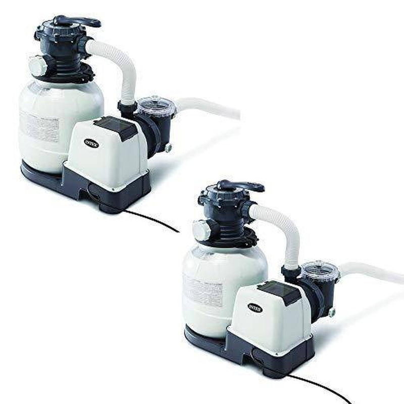 Intex 2100 GPH Above Ground Pool Sand Filter Pump with Automatic Timer (2 Pack)