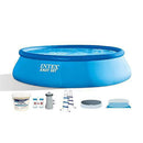 Intex 26165EH 15ft x 42in Above Ground Inflatable Swimming Pool Bundle with Pump, Ladder, Cover, and 25 Pound Bucket of Chlorine Tablets
