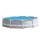 Intex 26701EH 10ft x 30in Prism Metal Frame Above Ground Swimming Pool with Filter Pump and Cleaning Maintenance Kit with Vacuum, Skimmer and Pole