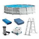 Intex 26723EH 15ft x 42in Prism Frame Above Ground Swimming Pool Set with Filter, Ladder, Cover, Ground Cloth, and Robot Vacuum Cleaner