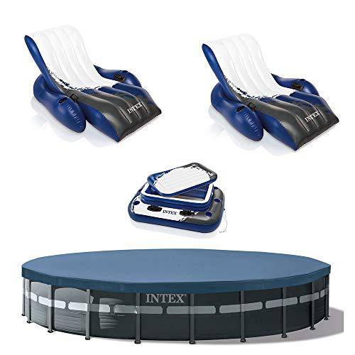Intex 26ft x 52in Above Ground Pool w/Inflatable Loungers and Floating Cooler