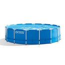 Intex 28241EH 15ft x 48in Metal Frame Outdoor Above Ground Swimming Pool Set with Filter Pump, Ladder, Ground Cloth and Pool Cover