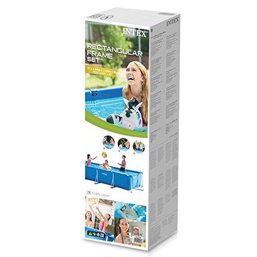 Intex 28273EH 14.75ft x 33In Rectangular Frame Outdoor Easy Assemble Backyard Above Ground Swimming Pool w/Flow Control Valve & Rust Resistant Frame