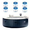 Intex 28409E PureSpa 6 Person Home Outdoor Inflatable Portable Heated Round Hot Tub Spa 85-inch x 28-inch with 170 Bubble Jets, Built in Heat Pump, and 6 Type S1 Filter Cartridges