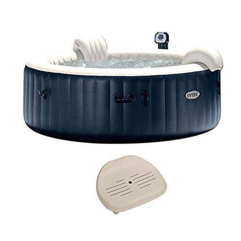 Intex 28409E PureSpa 6 Person Home Outdoor Inflatable Portable Heated Round Hot Tub Spa 85-inch x 28-inch with 170 Bubble Jets, Built in Heat Pump, and Non-Slip Seat Insert (2 Pack)