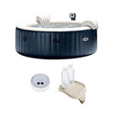 Intex 28409E PureSpa Portable Bubble Jets Spa 6 Person Inflatable Round Hot Tub Bundled with Battery Powered Multi-Colored LED Light and PureSpa Attachable Cup Holder And Refreshment Tray