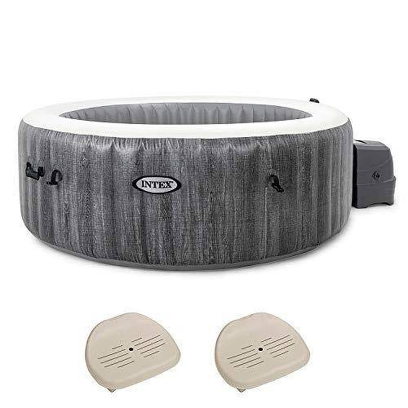 Intex 28441E PureSpa Greywood Deluxe 6 Person Portable Inflatable Hot Tub Jet Spa with Non-Slip Seat Insert for Inflatable PureSpa Hot Tub, 2 Pack
