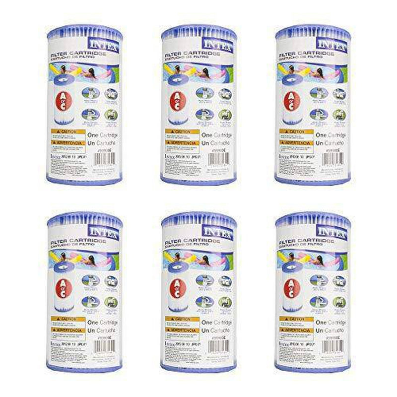 Intex 29000E/59900E Easy Set Pool Replacement Type A or C Filter Cartridge - Pack of 6