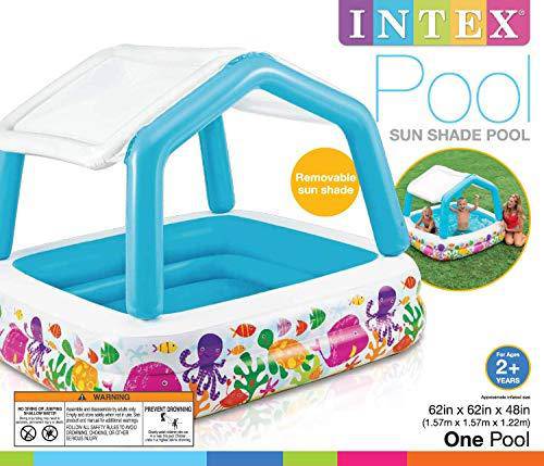 Intex 5.12ft x 5.12ft x 48in Inflatable Ocean Kids Pool with Canopy (3 Pack)