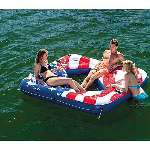 Intex 57264VM Inflatable American Flag 2 Person Party Island Lake Pool –  DiscoverMyStore