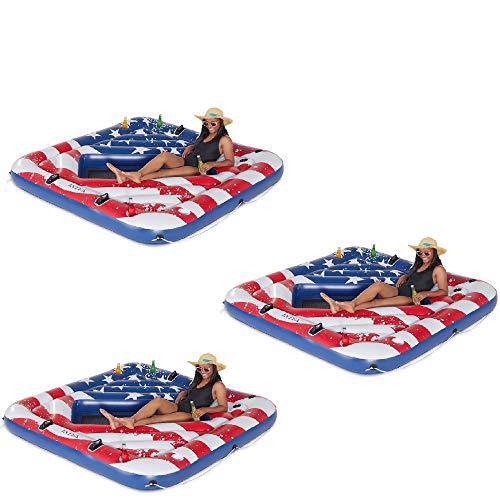Intex 57264VM Inflatable American Flag 2 Person Pool and Lake Float (3 Pack)