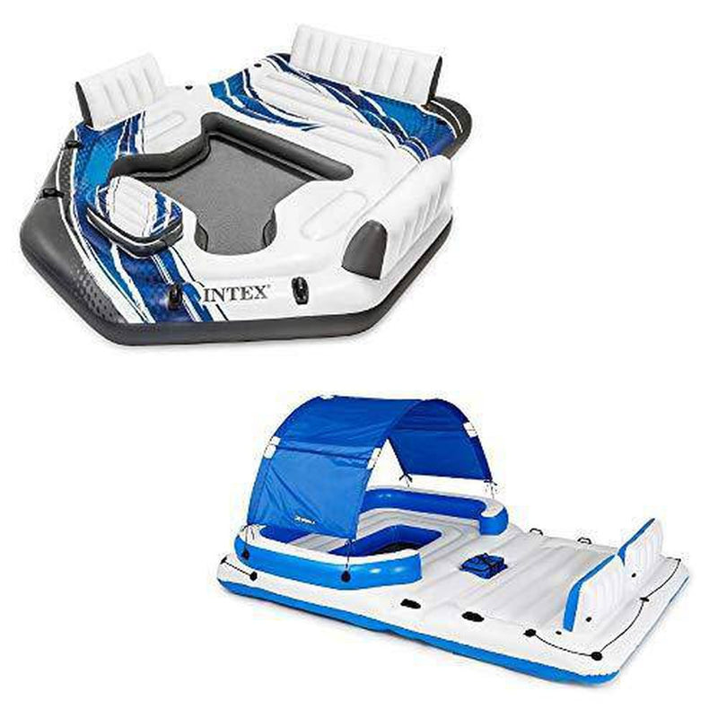 Intex 6 Person Raft Intex 57272EP Adult 5 Seat Inflatable Island Lounge & 43105E 6 Person