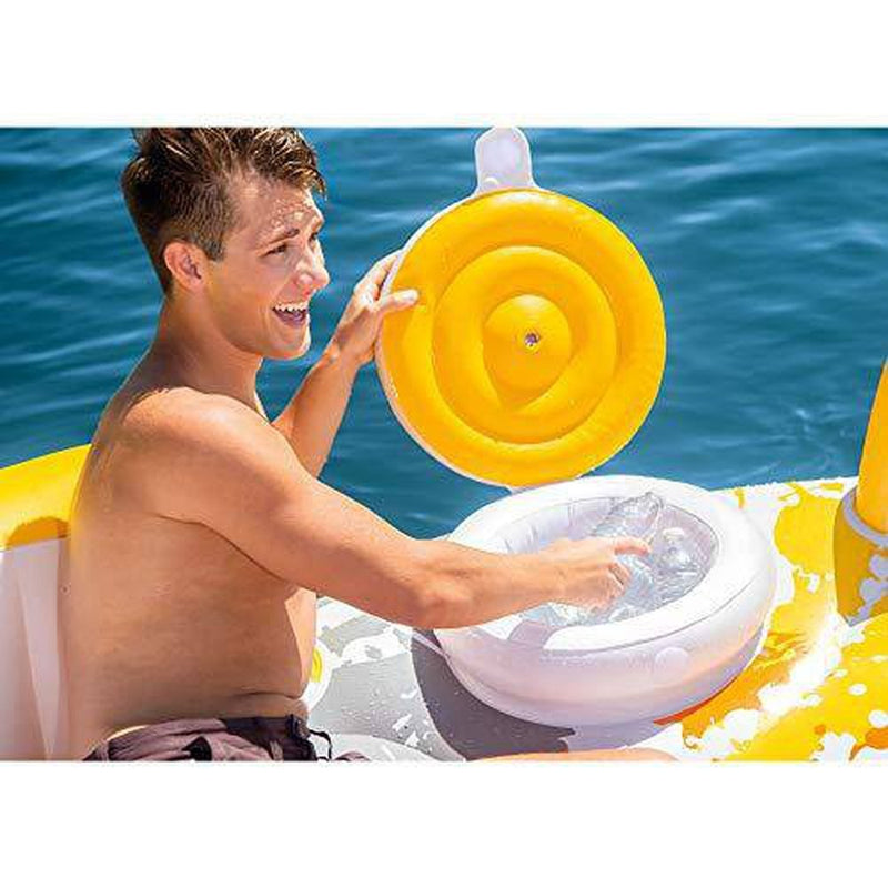 Intex 57276EP 5 Person Large Inflatable Laguna Lake Water Island Lounging Pool Float, Yellow