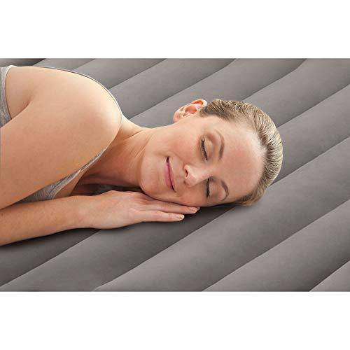 Intex 64137ST Dura Beam Deluxe Raised Pillow Inflatable Blow Up Portable Firm Mattress Air Bed with Built In Internal Pump, King