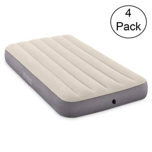 Intex 64707E Twin Deluxe Dura Beam Single High Fibertech Air Mattress (4 Pack)