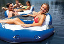 Intex American Flag 2 Person Float w/ River Run 1 Person Tube, Blue (4 Pack)