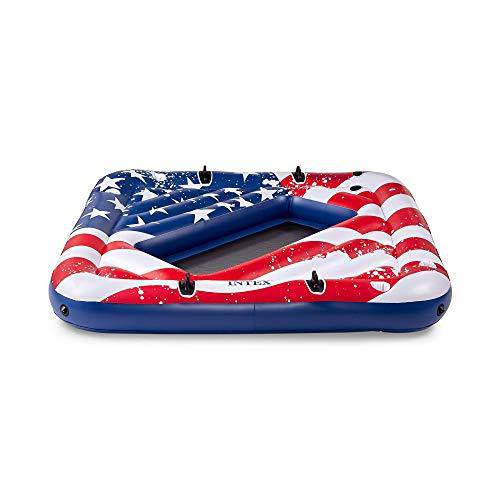 Intex American Flag 2 Person Pool Tube w/ Cooler & American Flag 2 Person Float